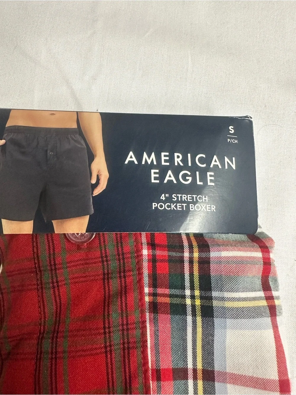 American Eagle Outfitters Red and White Plaid Mens Boxers